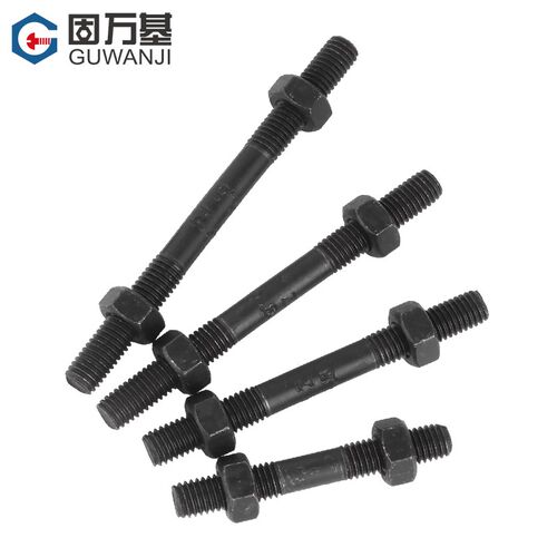 8.8级发黑双头螺丝螺母双头螺栓套装高强度双头螺丝大全M8M10-M36