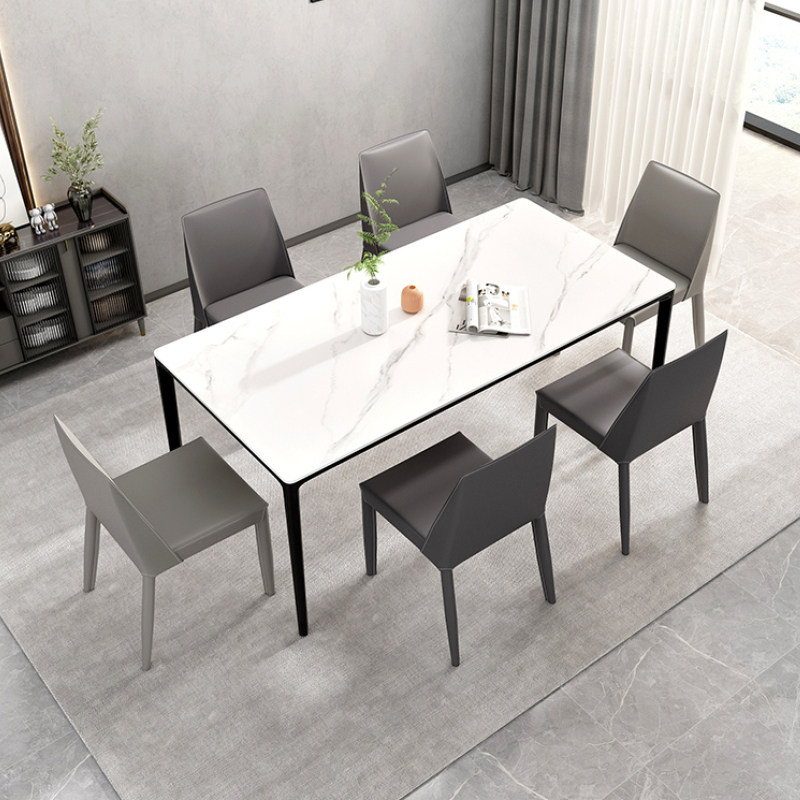 家用岩板餐桌意式铝合金桌椅组合小户型长方形饭桌餐厅奶油风桌子,住宅家具,岩板餐桌,淘宝优惠券,粉丝福利购,淘宝优惠卷