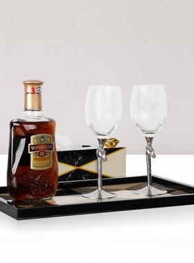 木质钢琴烤漆相店托盘纸案巾DX190070盒餐厅酒摆件软装家框居几何