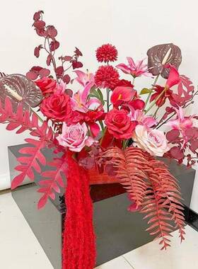 婚礼色仿真花成品发婚4kcE7ZHA货布置客红厅茶摆件结新房男方几床