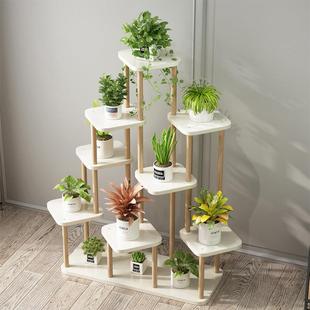 花架置物花架阳YBD台实木多层落地式 多肉绿萝花盆 家客用台厅中式