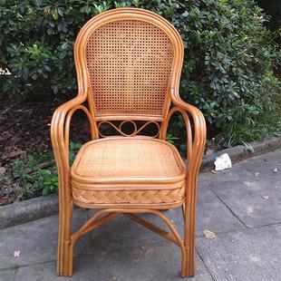Z透&n加天然老真藤椅子GRP人固单人办公椅电脑椅高靠背椅休闲阳台