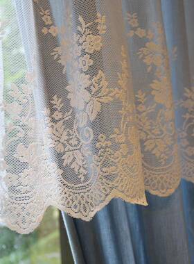 窗鸢尾乡旅文艺仔清新淡牛蓝色门窗帘隔断帘小美式纯色穿杆免TOO