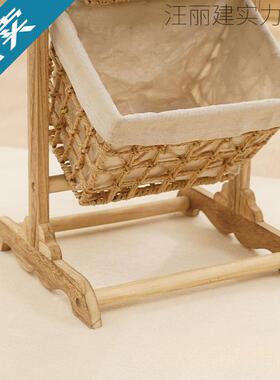 中中古风藤式纳吊篮梧桐木储AL102622物架家用卧室编多层收架浴室