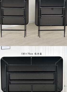 可折叠方家桌圆桌桌长方钢化玻璃庭院61423简易用阳台餐桌户桌外