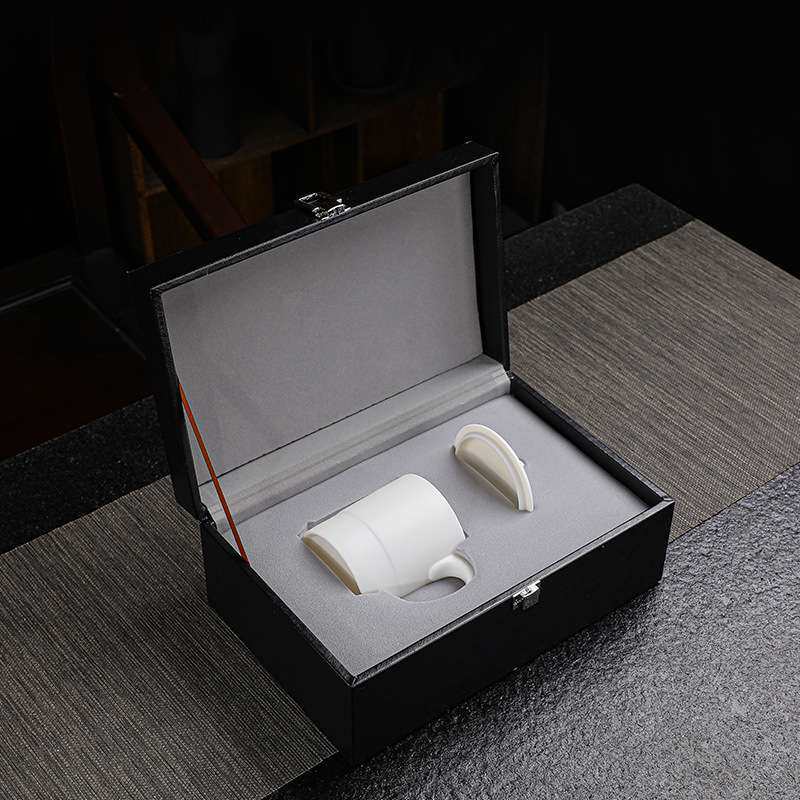 陶瓷办公杯马克杯带盖过滤茶杯茶水分离杯办公室泡茶杯子个人