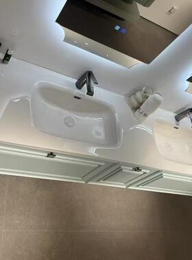 75/85/95/105cm陶瓷一体单盆51宽1米8/1米9/2米双盆半嵌式中边盆