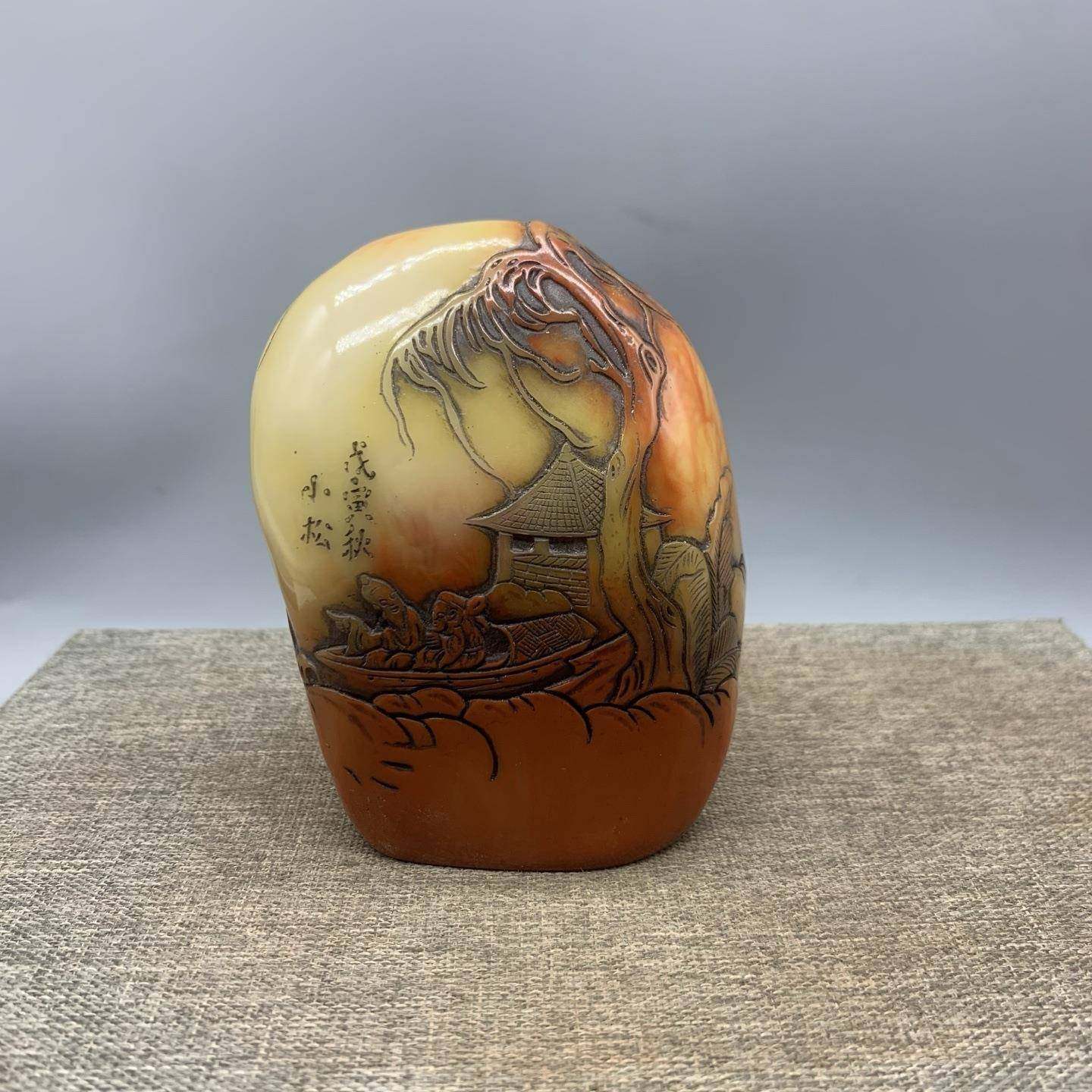 厂家做旧仿古古玩收藏仿芙蓉石寿山石雕印章古典小摆件客厅装饰