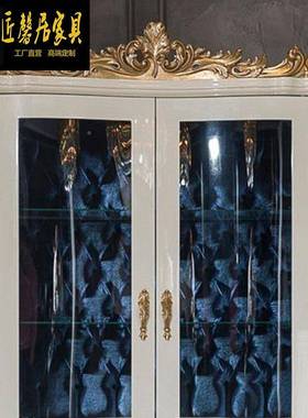 VDM欧式示酒柜客厅餐厅展家柜双法门白色玻璃储物柜式装饰柜具