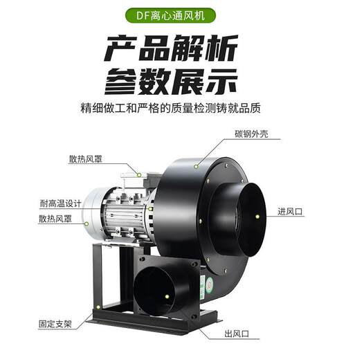 耐高温DF心风机厨房吸烟通风机380V工多业除离尘2翼式20V静音493