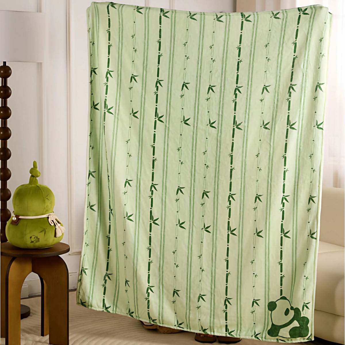 新中式葫芦异形抱枕毯子二合一福禄绿色熊猫抱枕被子两用靠枕盖毯