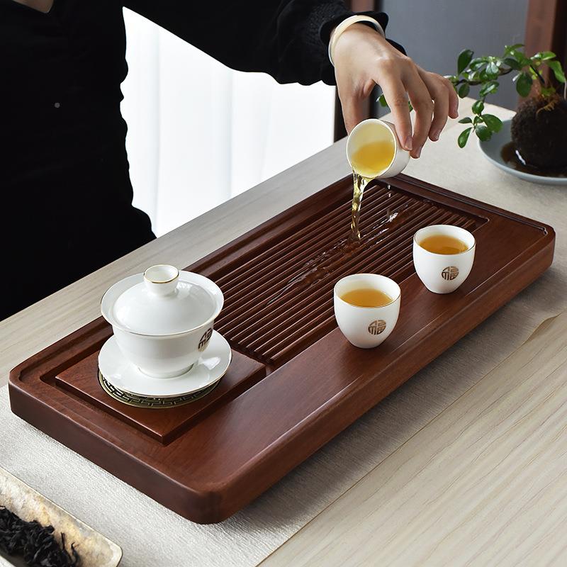 梨木茶托盘厅家用整块实茶则茶夹木茶台排客水电木茶盘小号储水盘