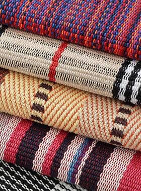 458170x23大cm客厅书房地垫沙发地0毯棉线新编织色织中式彩条地垫