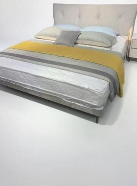 意式双人8床极布艺床榻榻AFW米网红轻奢1千鸟格床主卧现代简简约.