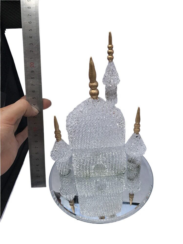 婚庆玻璃拉丝城堡车饰摆件