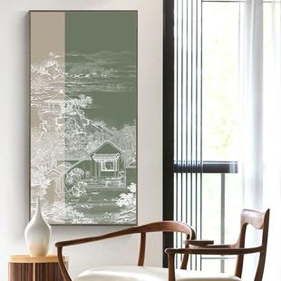 壁 饰画676走过道挂画竖中版 亭台楼阁新式 中国廊风建筑关进门玄装