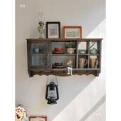 akka纳置z物层架壁挂餐厅收吊架柜实木zakka墙上装 饰搁板田园原木