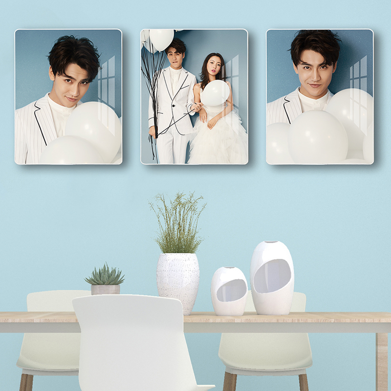 韩式婚纱照挂墙相框定制结婚放大照片墙窄边无边框拉米娜水晶