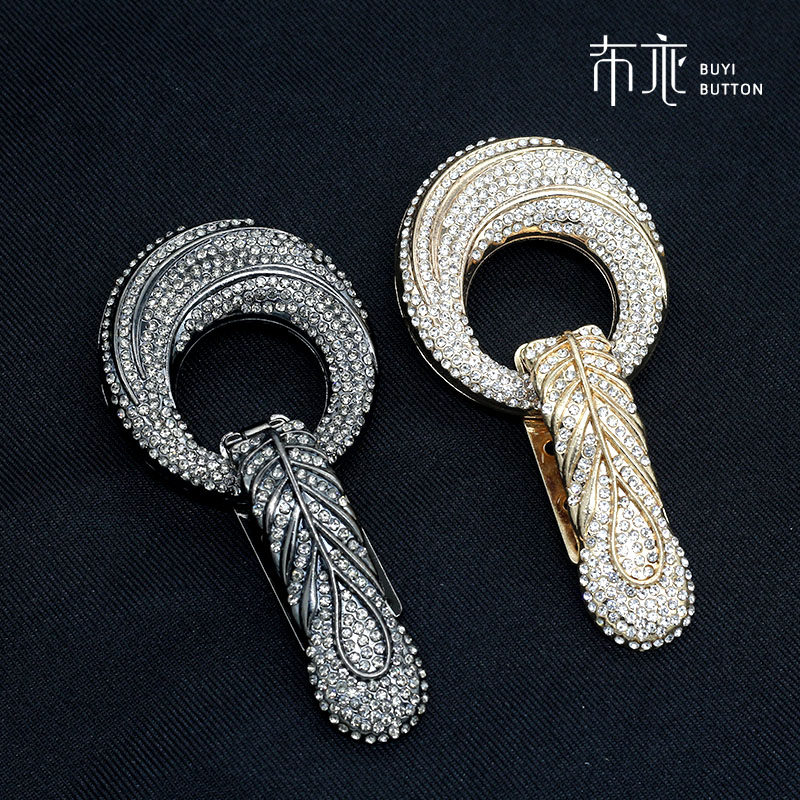 高档皮草扣大衣搭扣对扣鸭嘴扣裘皮水钻卡子貂皮领扣夹子纽扣配饰