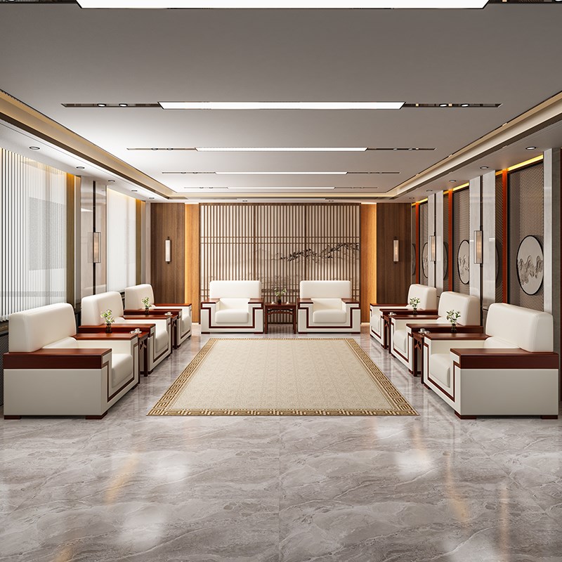 贵宾商务接待会议沙发会议室会展单人实木会客室办公室中式沙发