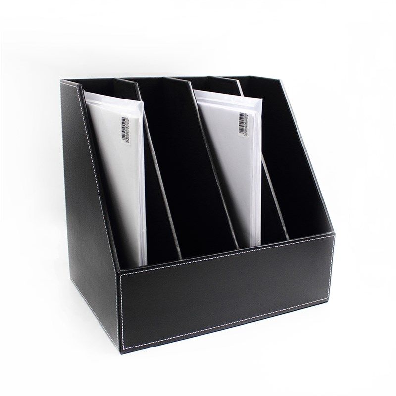 创意四排文件座/架/框 四层皮革资料归类整理栏 商务办公用品定制