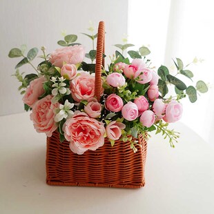假花仿真花 花篮客厅摆件 塑料花束装饰花餐桌摆花干花插花艺绢花
