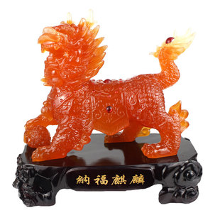 招财纳福麒麟摆件一对大号火麒麟客厅摆设乔迁新居礼品搬家送礼