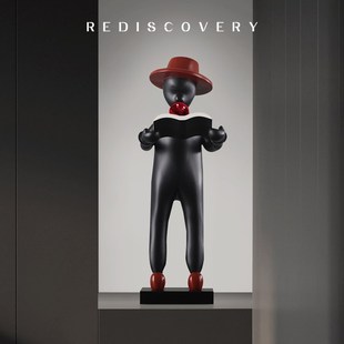 现代样板间售楼处卡通抽象吹泡泡人物雕塑装饰客厅落地摆件