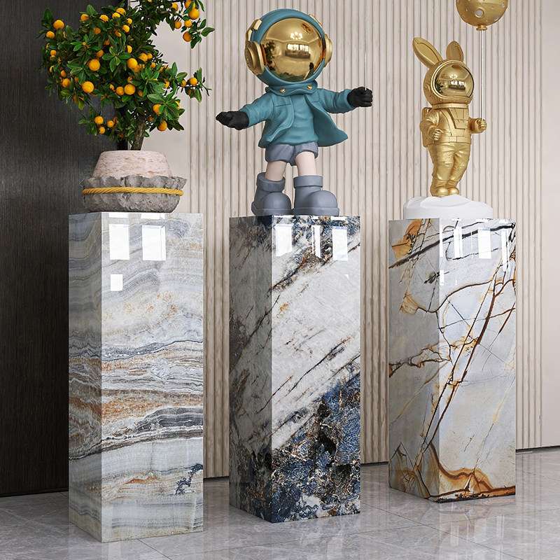新款意式高端奢石岩板花架子落地客厅玄关酒店展厅装饰摆件展示台