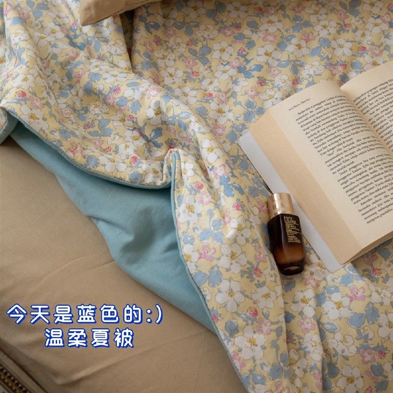 小仓兰复古liberty碎花柔软夏凉被针织棉材质可机洗一体薄被亲肤