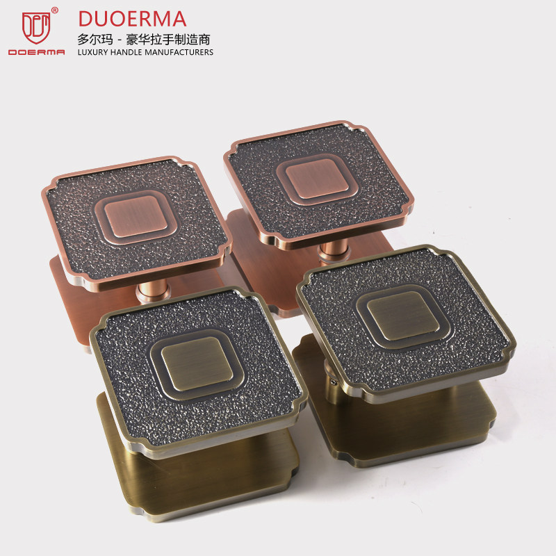 新款中式方形红古铜门把手 玻璃门青古铜雕刻大门拉手 复古门拉手