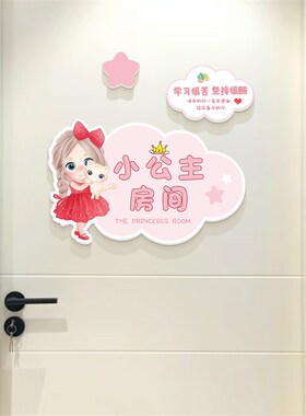 可爱小公主房间装饰布置 儿童房创意女孩卧室门门贴 墙面遮丑墙贴