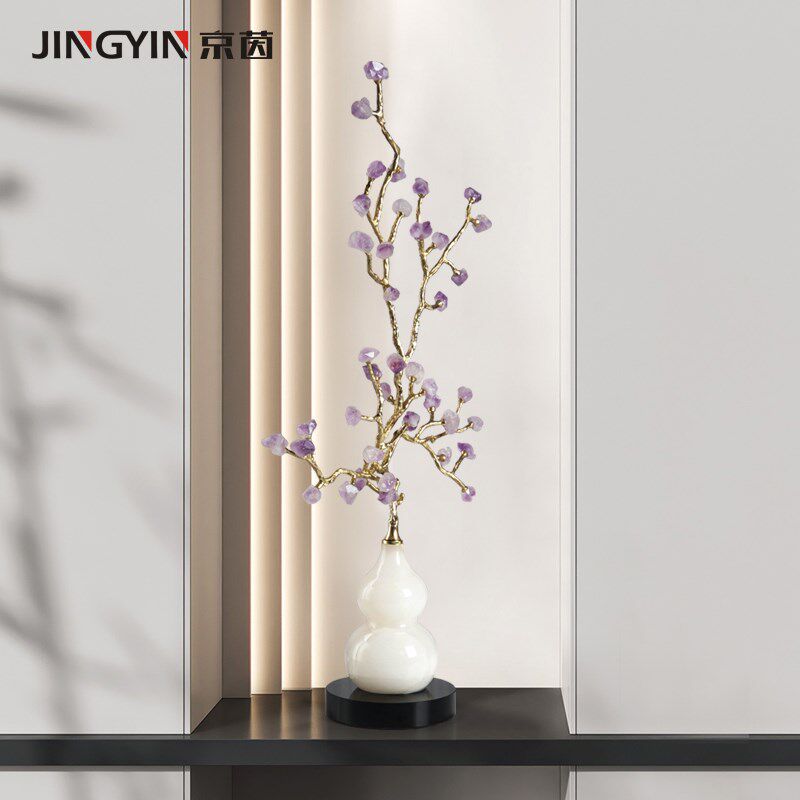 玉葫芦摆件客厅别墅入户玄关桌面水晶装饰品电视柜壁龛工艺品摆设