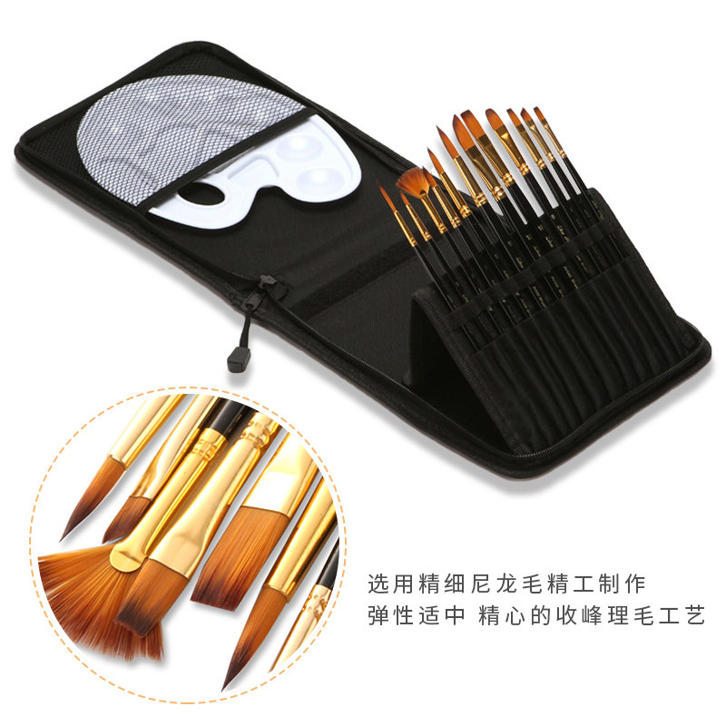 油画笔水彩水粉丙稀颜料排笔扇形毛笔美术生专用勾线笔刷全套工具