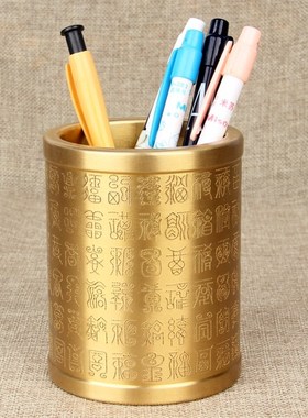 铜笔筒摆件百福笔筒五牛笔筒花鸟笔筒家居工艺礼品