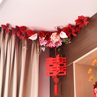 结婚婚房客厅屋顶四角装饰仿真花艺婚礼订婚布置装饰婚庆场景用品