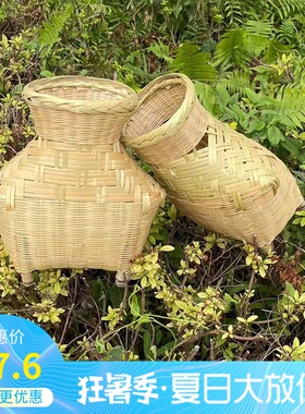 密鱼篓贵州手工艺竹制品三穗竹编竹篓茶叶篓杨梅篓芭磊小号特小号