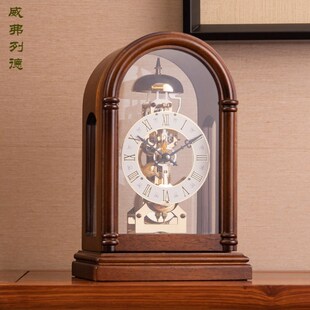 台式 摆钟复古实木机械座钟 客厅家用桌面钟表摆件老式 威弗列德中式