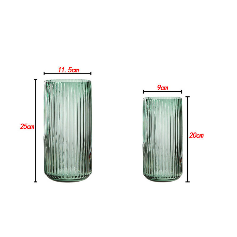 欧式彩色竖条玻璃花瓶简约创意家居摆件鲜花插花花瓶