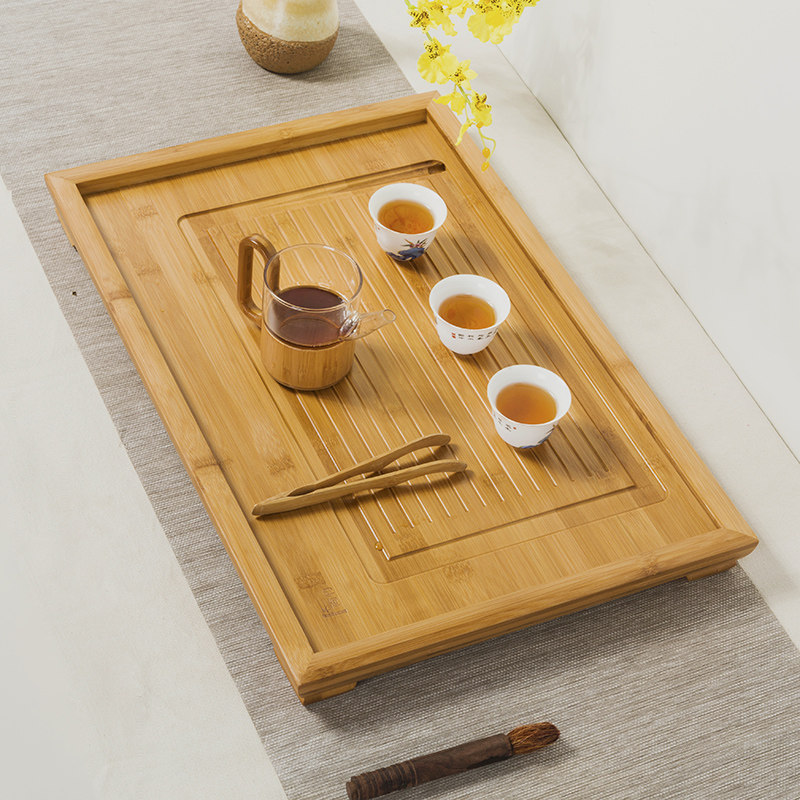 竹制茶盘功夫茶具沥水排水式茶台大中小平板茶托盘家用竹子干泡