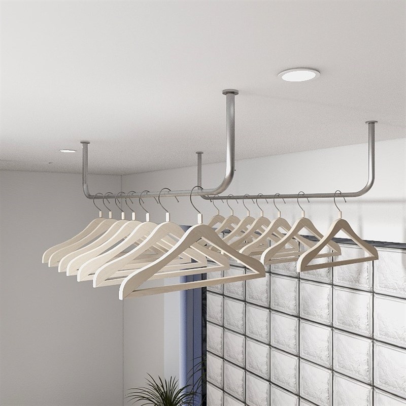 不锈钢晾衣杆子阳台顶吊装晾衣架家用固定式晒衣杆单杆凉衣架吊座