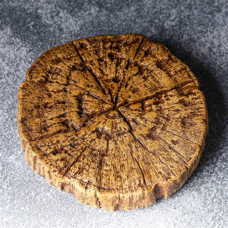 紫砂仿木纹杯垫 杯托 茶托 圆形干泡台 可养茶具配件创意茶宠摆件