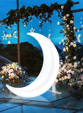 户外发光秋千月亮吊椅LLU夜架七彩太阳能光防水大型度秋千白色假