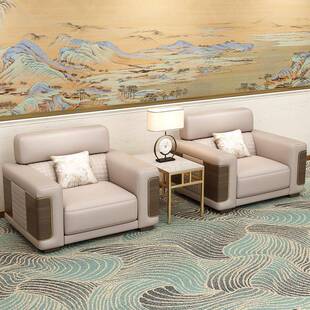 议办公发贵宾接待室008会室商务洽谈现代简沙约位单人大会堂茶几