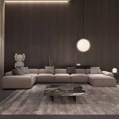 大黑牛沙发客厅科技布磨砂布转角沙发夏图md沙发网红意式极简沙发
