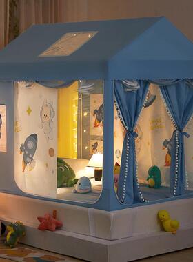 A类儿童卡通室婴房子全底新款遮城堡蚊帐防摔卧PEB家用儿蒙古光包