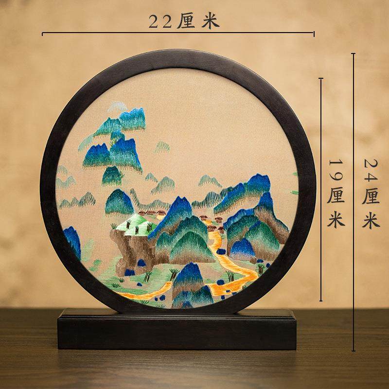 EQ4F76788S5F苏品州刺摆件工成绣品手双面绣摆台苏绣装饰台屏中式