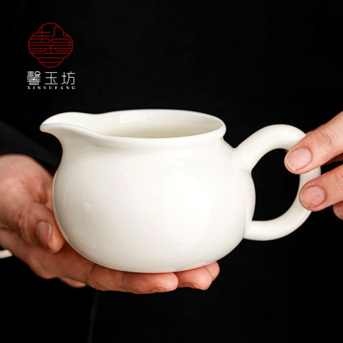羊脂玉瓷陶瓷公道杯白瓷公杯泡茶倒茶杯功夫茶具分茶器茶海茶漏