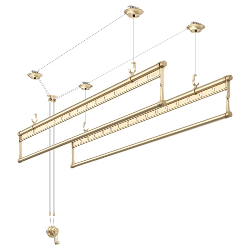 金贵夫人家用阳台手摇升降晾衣杆手摇式室内折叠四杆晾衣架晒衣架