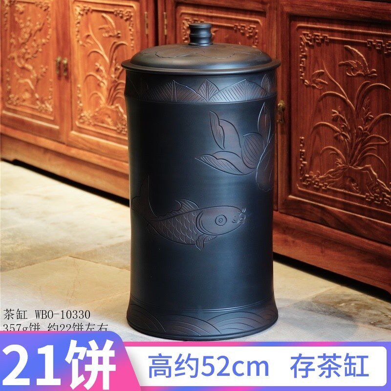 云南建水紫陶茶叶罐21饼缸陶瓷密封罐普洱散茶罐复古茶缸家用米缸